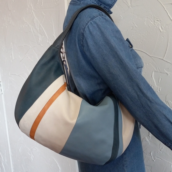 Coach Ergo Striped Zip-top Lightweight Collection Hobo Bag, 2003 - Picture 1 of 15